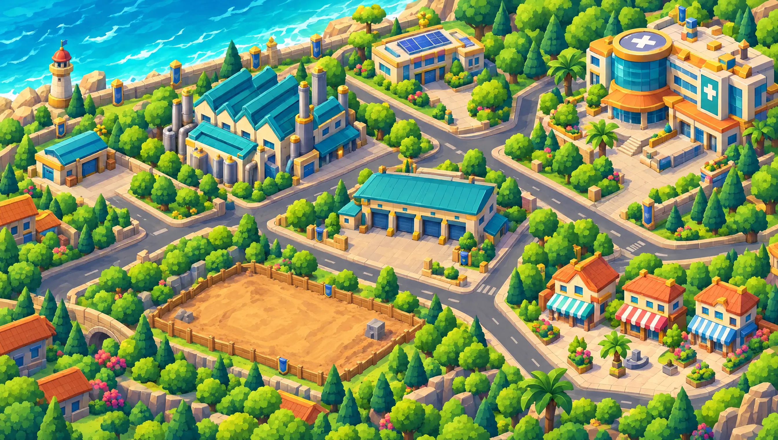 Asteria’s coastal world, from materials and medicine production to customer delivery